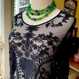 Phase One Black Lace Shirt Sz. S-M